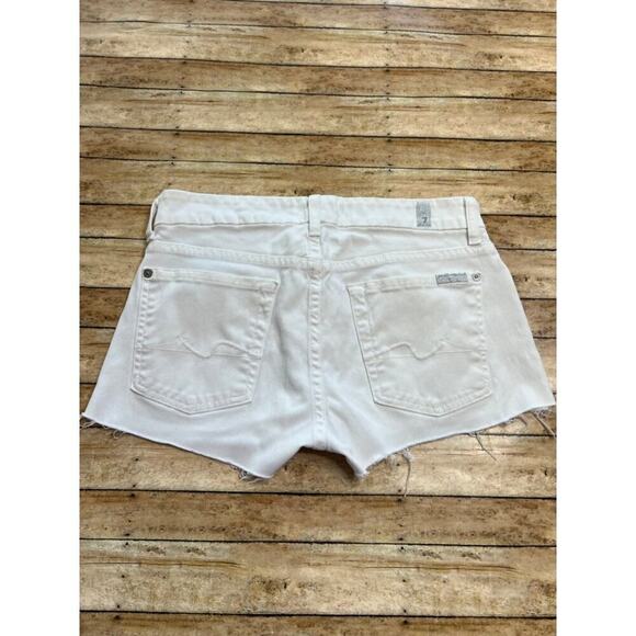 7 For All Mankind White Denim Cut Off Shorts Size 28 - Picture 4 of 10